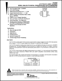 TLV1572ID datasheet:  10-BIT, 1.25 MSPS ADC SINGLE CH., DSP/(Q)SPI IF, S&H, VERY LOW POWER, AUTO POWERDOWN TLV1572ID