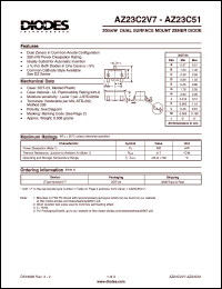 AZ23C43 datasheet: 40-46V; 300mW surface mount zener diode. Ideally suited for automatic insertion AZ23C43