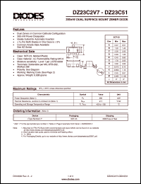 DZ23C51 datasheet: 48-54V; 300mW surface mount zener diode. Ideally suited for automatic insertion DZ23C51