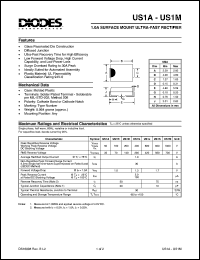 US1M datasheet: 1000V; 1.0A surface mount ultra-fast rectifier US1M