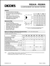 RS2M/MA datasheet: 1000V; 1.5A glass passivated fast recovery rectifier RS2M/MA