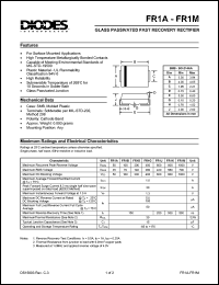 FR1J datasheet: 600V; 1.0A glass passivated fast recovery rectifier FR1J