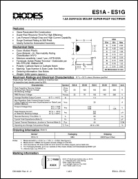 ES1A datasheet: 50V; 1.0A surface mount schottky barrier rectifier ES1A