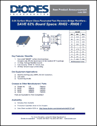 RH05 datasheet: 0.5A surface mount glass-passivated fast recovery bridge rectifier RH05