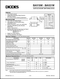 BAV19W-7 datasheet: 120V; surface mount switching diode. General purpose switching application BAV19W-7