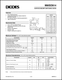 MMBD914 datasheet: 100V; surface mount switching diode. General purpose rectification MMBD914