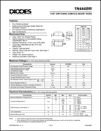 1N4448W datasheet: 100V; fast switching surface mount diode. For general purpose switching applications 1N4448W