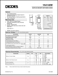 1N4148W datasheet: 100V; surface mount switching diode. For general purpose switching applications 1N4148W