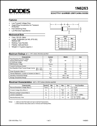 1N6263 datasheet: 60V; schottky barrier switching diode. Guard ring construction for transient protection 1N6263