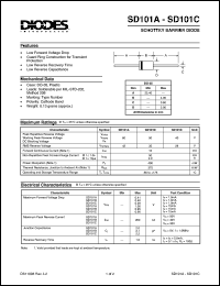 SD101A datasheet: 60V; surface mount schottky barrier diode. Guard ring construction for transient protection SD101A