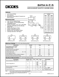 BAT54S datasheet: 30V; surface mount schottky barrier diode. PN junction guard ring for transient and ESD protection BAT54S