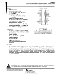 TLC5540IPWR datasheet:  8-BIT, 40 MSPS ADC SINGLE CH., INTERNAL S&H, LOW POWER TLC5540IPWR