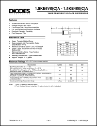 1.5KE43CA datasheet: 36.80V; 1500W transient voltage suppressor 1.5KE43CA
