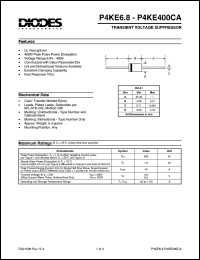 P4KE8.2C datasheet: 6.63V; 400W transient voltage suppressor P4KE8.2C