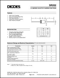 SR202 datasheet: 20V; 2.0A schottky barrier rectifier. For guard ring protection SR202