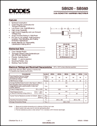 SB550 datasheet: 50V; 5.0A schottky barrier rectifier. For use in low voltage, high frequency inverters, free wheeling and polarity protection applications SB550