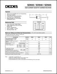 SD940 datasheet: 40V; 9.0A high current schottky barrier rectifier. For use in guard ring protection SD940