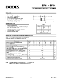 SF11 datasheet: 50V; 1.0A super fast recovery rectifier SF11