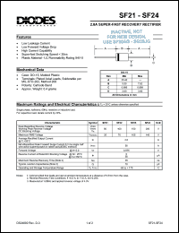 SF22 datasheet: 100V; 2.0A super fast recovery rectifier SF22