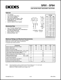 SF81 datasheet: 50V; 8.0A super fast recovery rectifier and good for 200KHz power supplies SF81