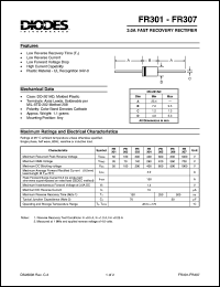 FR305 datasheet: 600V; 3.0A fast recovery rectifier FR305