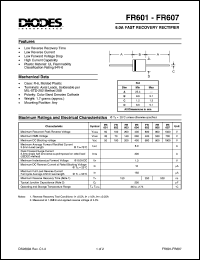 FR606 datasheet: 800V; 6.0A fast recovery rectifier FR606