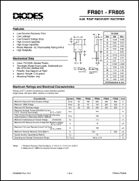 FR801 datasheet: 50V; 8.0A fast recovery rectifier FR801