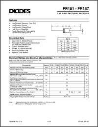 FR155 datasheet: 600V; 1.5A fast recovery rectifier FR155