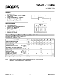 1N5400 datasheet: 50V; 3.0A rectifier; high current capability and low forward voltage drop 1N5400