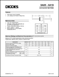 6A6 datasheet: 600V; 6.0A silicon rectifier; high current capability and low surge and forward voltage drop 6A6