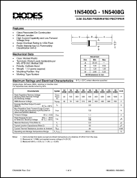 1N5401G datasheet: 100V; 3.0A glass passivated rectifier; diffused junction; high current capability and low forward voltage drop 1N5401G