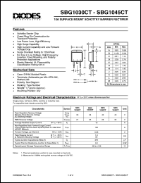 SBG1040CT datasheet: 40V; 10A surface mount schottky barrier diode. For use in low voltage, high frequency inverters, free wheeling and polarity protection applications SBG1040CT