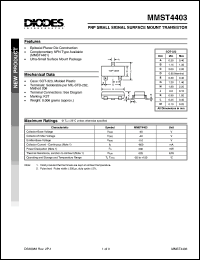 MMST4403 datasheet: 40V; 600mA PNP small signal surface mount transistor MMST4403