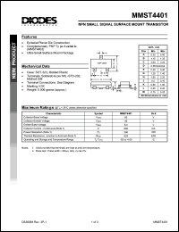 MMST4401 datasheet: 60V; 600mA NPN small signal surface mount transistor MMST4401