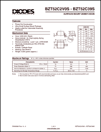 BZT52C4V3S datasheet: 4.3V surface mount zener diode. Ideally suited for automatic assembly processes BZT52C4V3S