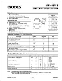 1N4448WS datasheet: 100V; 500mA surface mount fast switching diode. For general purpose applications 1N4448WS