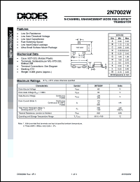 2N7002W datasheet: 60V; N-channel enchancement mode field effect transistor 2N7002W