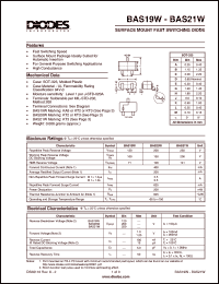 BAS20W datasheet: 200V; 1.0A surface mount fast swithcing diode. For general purpose switching apllications BAS20W