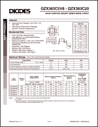 QZX363C12-7 datasheet: 0.9V; 200mW quad surface mount zener diode array QZX363C12-7