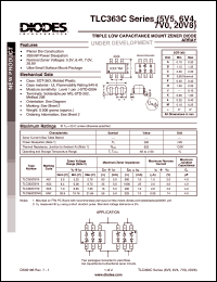 TLC363C5.5 datasheet: 5.5V; 200mW triple low capacitance surface mount zener diode array TLC363C5.5