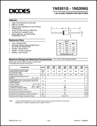 1N5398G datasheet: 800V; 1.5A glass passivated rectifier 1N5398G