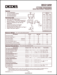 BSS138W datasheet: 50V; 200mA N-channel enchancement mode field effect transistor BSS138W