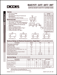 BAS70T-04T datasheet: 70V; 70mA surface mount schottky barrier diode. PN junction guard ring for transient and ESD protection BAS70T-04T