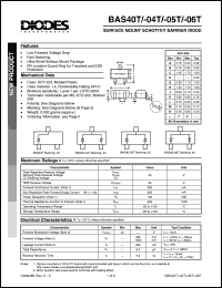 BAS40T datasheet: 40V; 200mA surface mount schottky barrier diode. PN junction guard ring for transient and ESD protection BAS40T