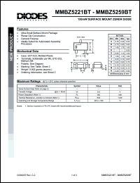 MMBZ5225BT datasheet: 3.0V; 150mW surface mount zner diode. Ideal for aotomated assembly MMBZ5225BT