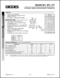 BC857AT datasheet: 50V; 100mA PNP small signal surface mount transistor BC857AT