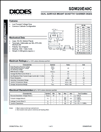 SDM20E40C datasheet: 40V; 400mA dual surface mount schottky barrier diode SDM20E40C