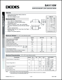 BAV116W datasheet: 130V; 215mA surface mount low leakage diode BAV116W