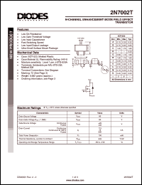 2N7002T datasheet: 60V; 15mA N-channel enchancement mode field effect transistor 2N7002T