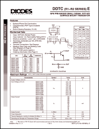 DDTC123JE datasheet: 50V; 100mA NPN PRE-biased small signal surface mount transistor DDTC123JE